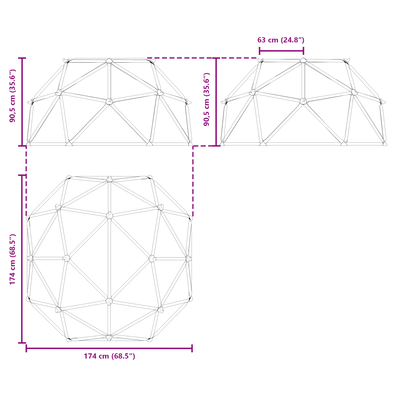 Dome de cățărat pentru copii 3-10 ani 196 cm 200 kg [9]