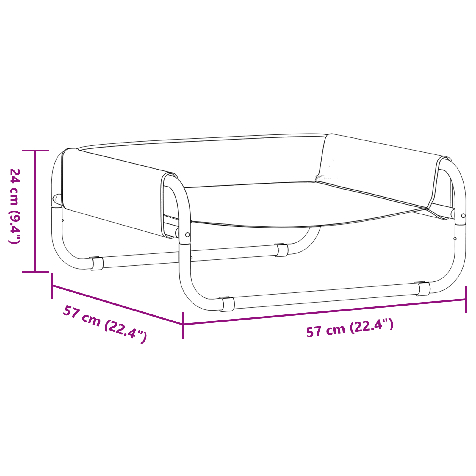 Pat ridicat câini Gri deschis S din țesătură Oxford și oțel [10]