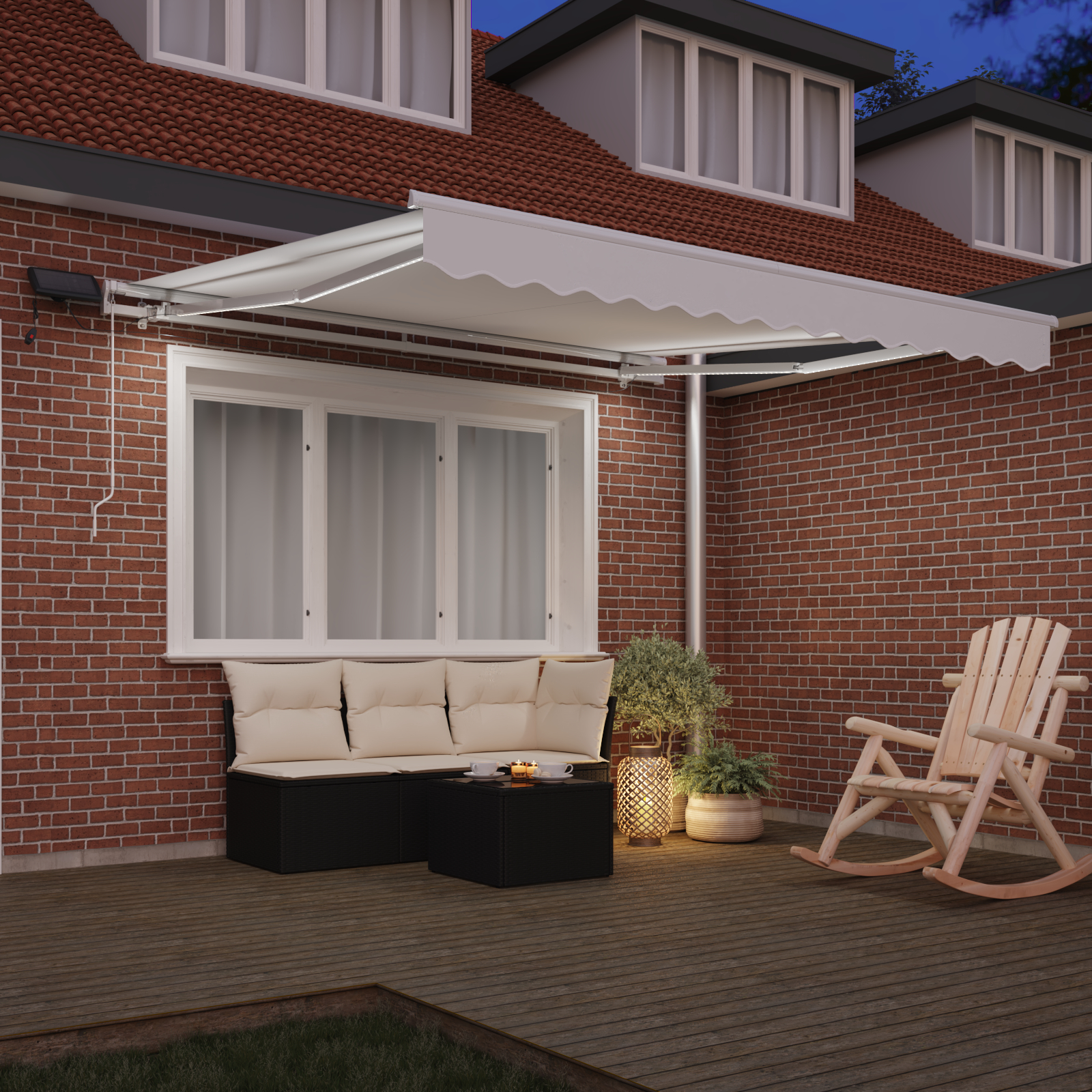 Copertină Manuală Retractabilă  cu LED Alb 300x250 cm, Material de Înlocuire pentru Copertină  pentru Cadru de 3x2.5 m Alb [3]