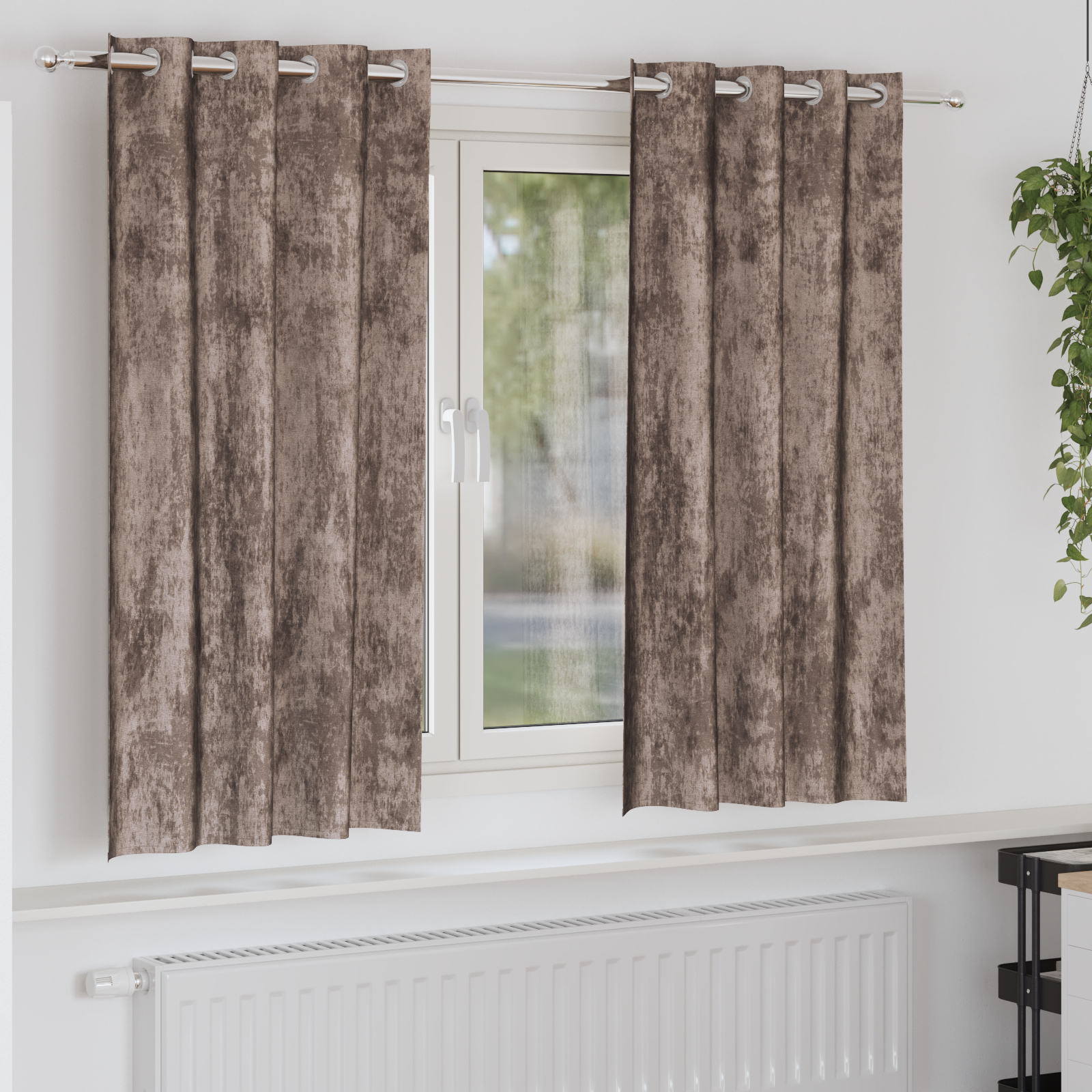  Decorațiuni casă și accesorii  - Draperii cu inele Cappuccino Poliester 140 x 175 cm