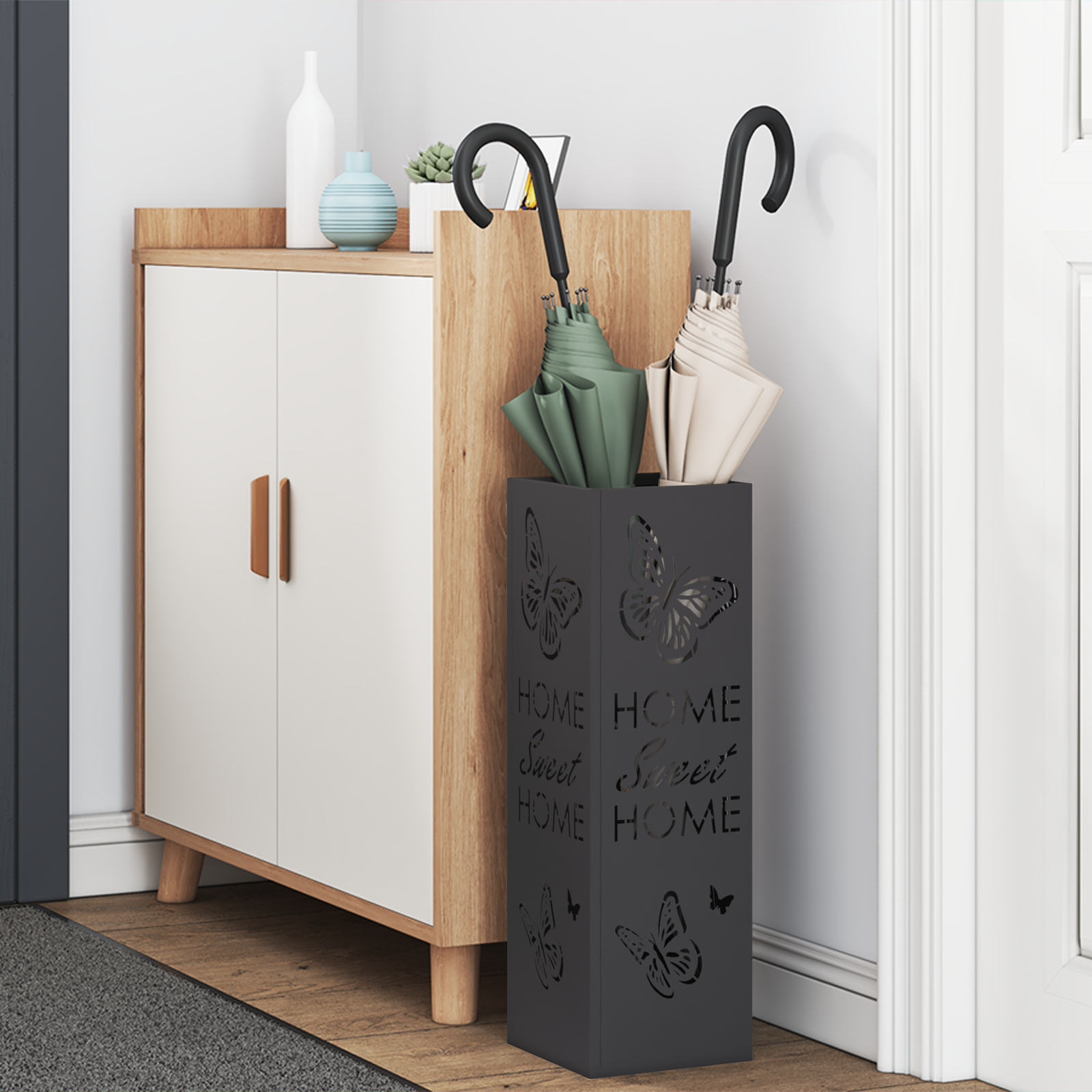 Suport de umbrele Negru Metal Mediu Inserții decorative [2]