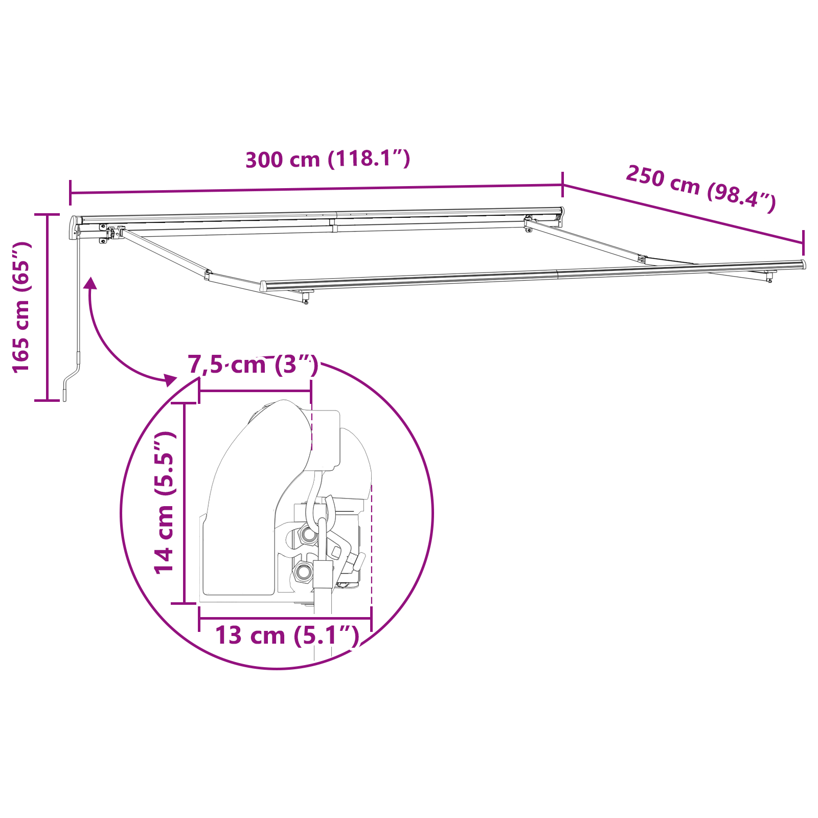 Marchiză manuală retractabilă Bej 300x250 cm,  Material de înlocuire pentru marchiză 3x2.5 m Bej [11]
