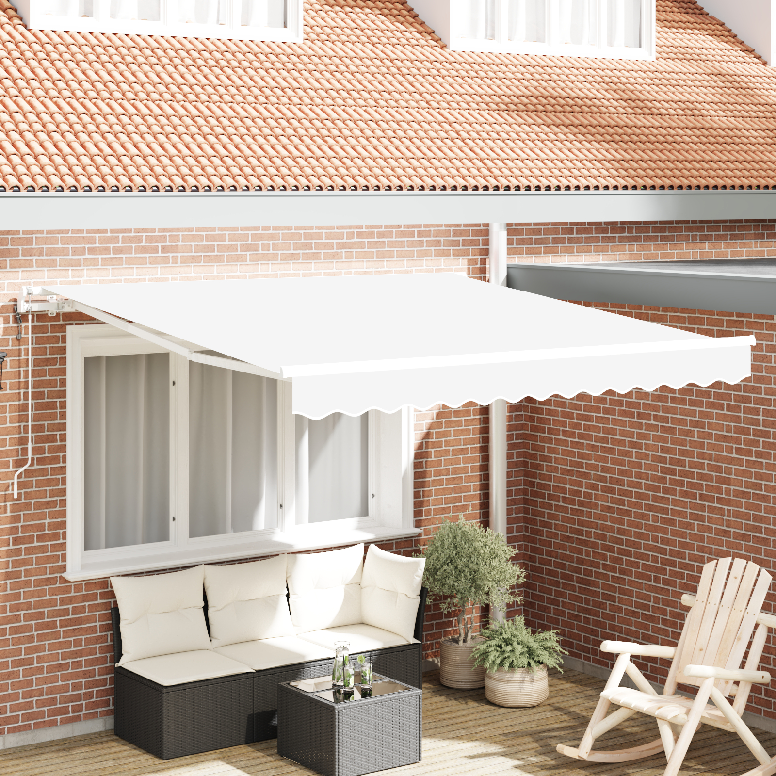Marchiză retractabilă automată albă 300x250 cm,  Material de înlocuire pentru marchiză de 3x2.5 m Alb [1]