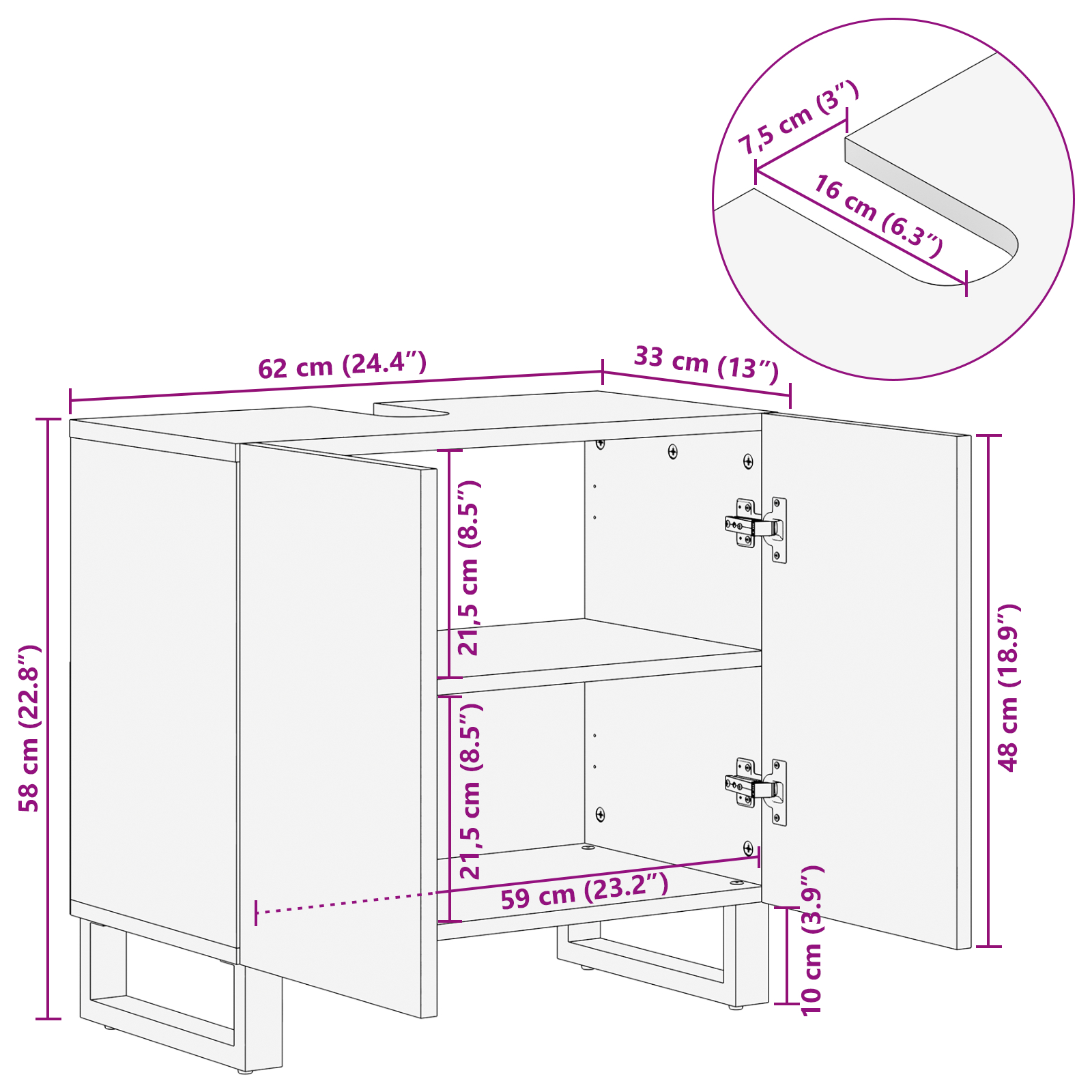 Cabinet pentru chiuvetă Nuc Lemn masiv, Metal Mediu Elegant [9]