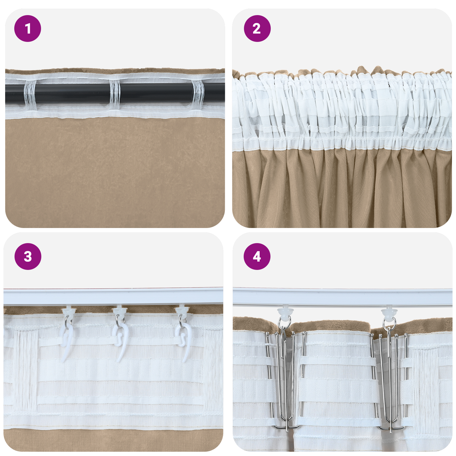 Draperii de Catifea 2 buc cu buzunare pentru baghetă Champagne 140x140 cm [7]