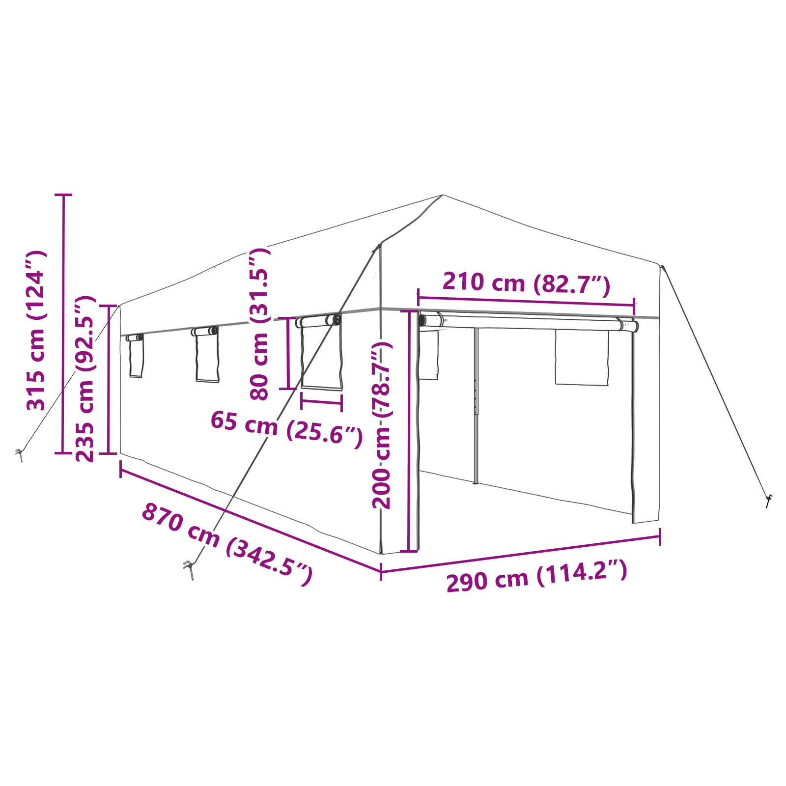 Sera cu Cadru Pliant Verde 870x290x315 cm Oțel [10]