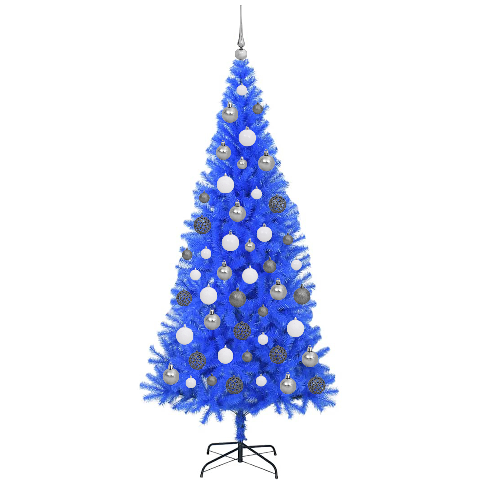 Set de brad artificial albastru LED cu globuri 180 cm PVC [3]