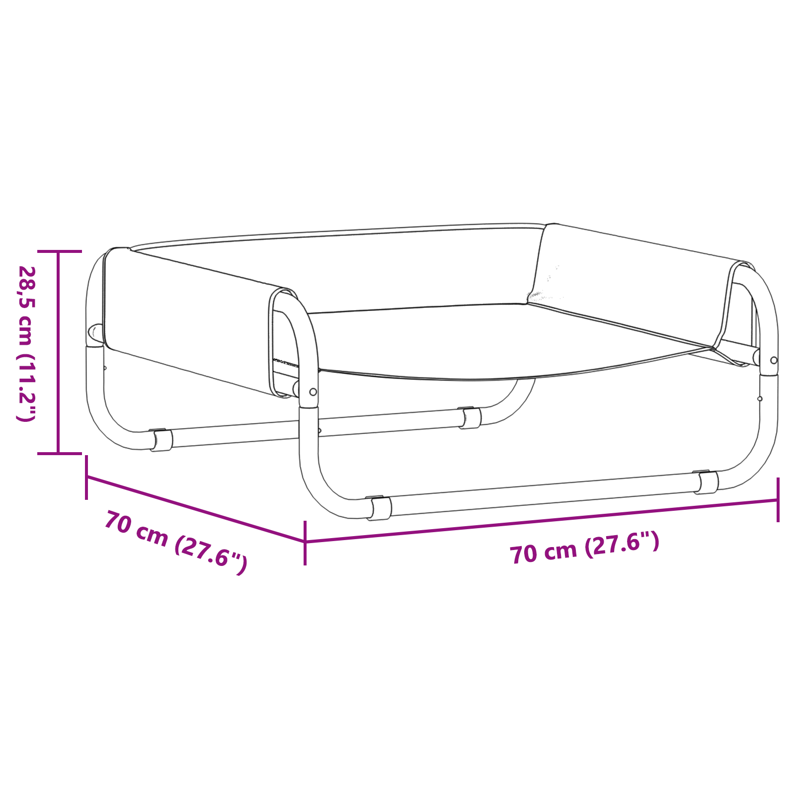 Pat ridicat pentru câini gri deschis M din țesătură Oxford și metal [10]