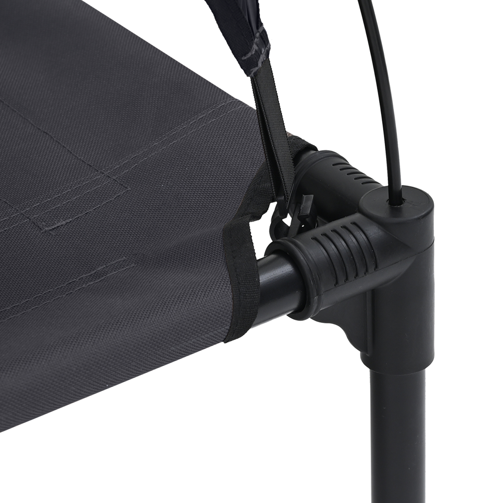 Pat ridicat pentru câini cu acoperiș detașabil Negru S Oțel [5]