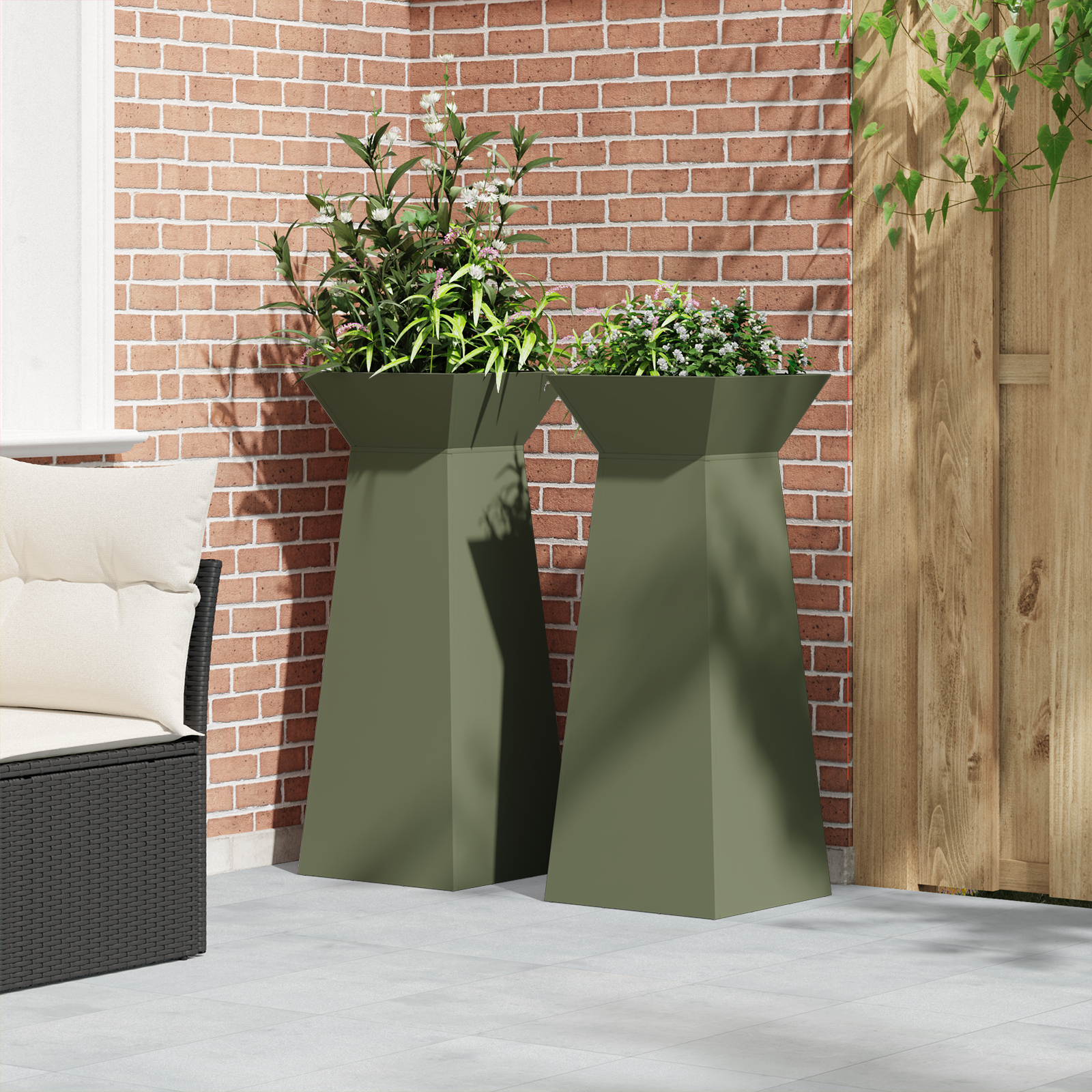 Suport pentru plante Verde oliv Metal 40 x 40 x 101 cm [3]