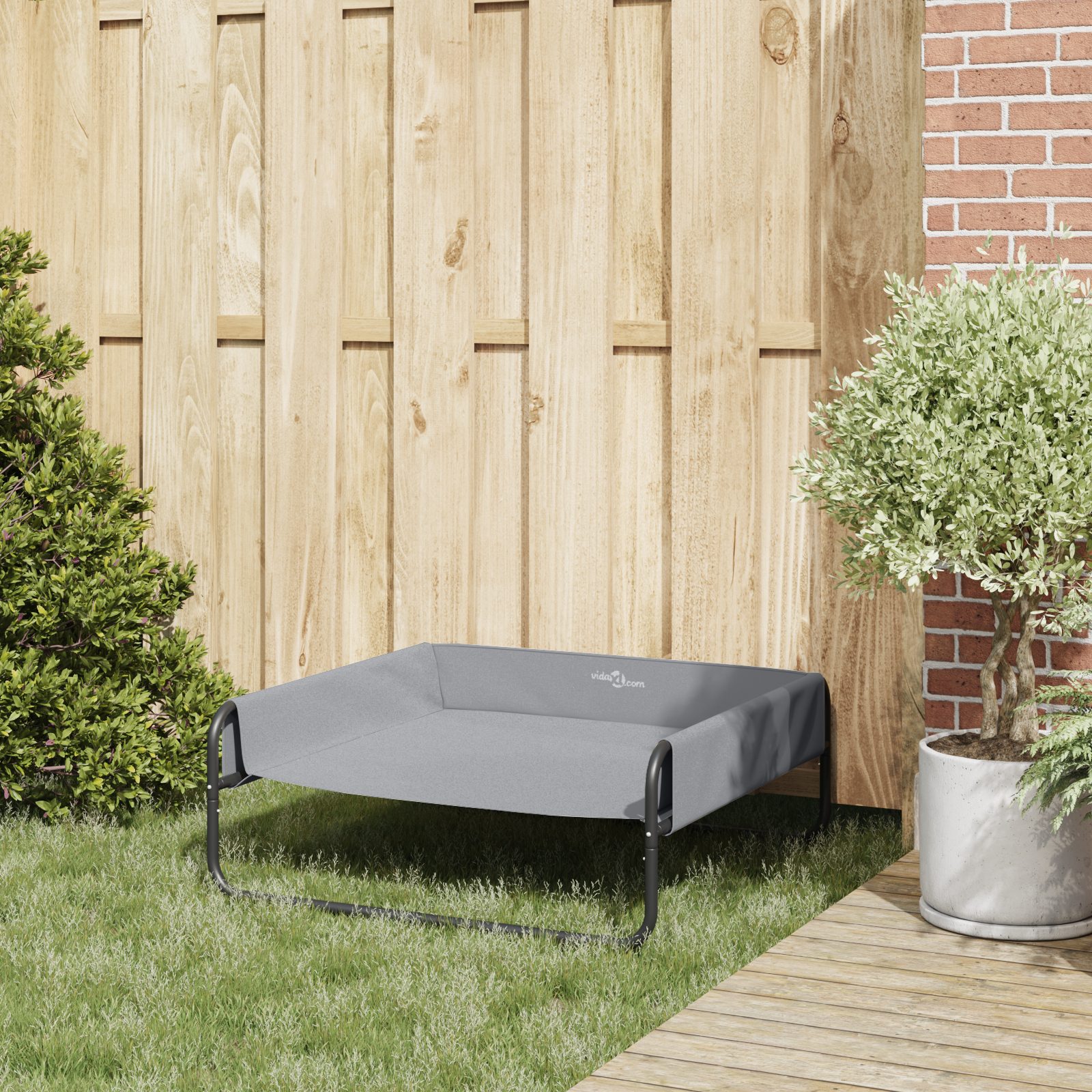 Pat Ridicat pentru Câini Gri Deschis L Husa din Material Oxford și Oțel [2]