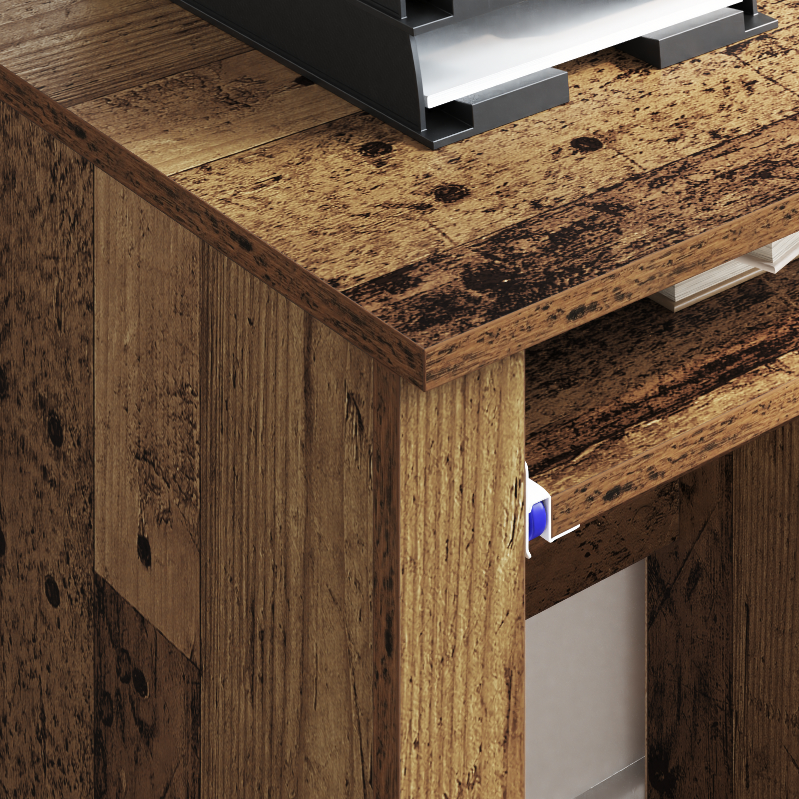 birou de calculator maron Lemn vechi Plăci aglomerate, metal [2]