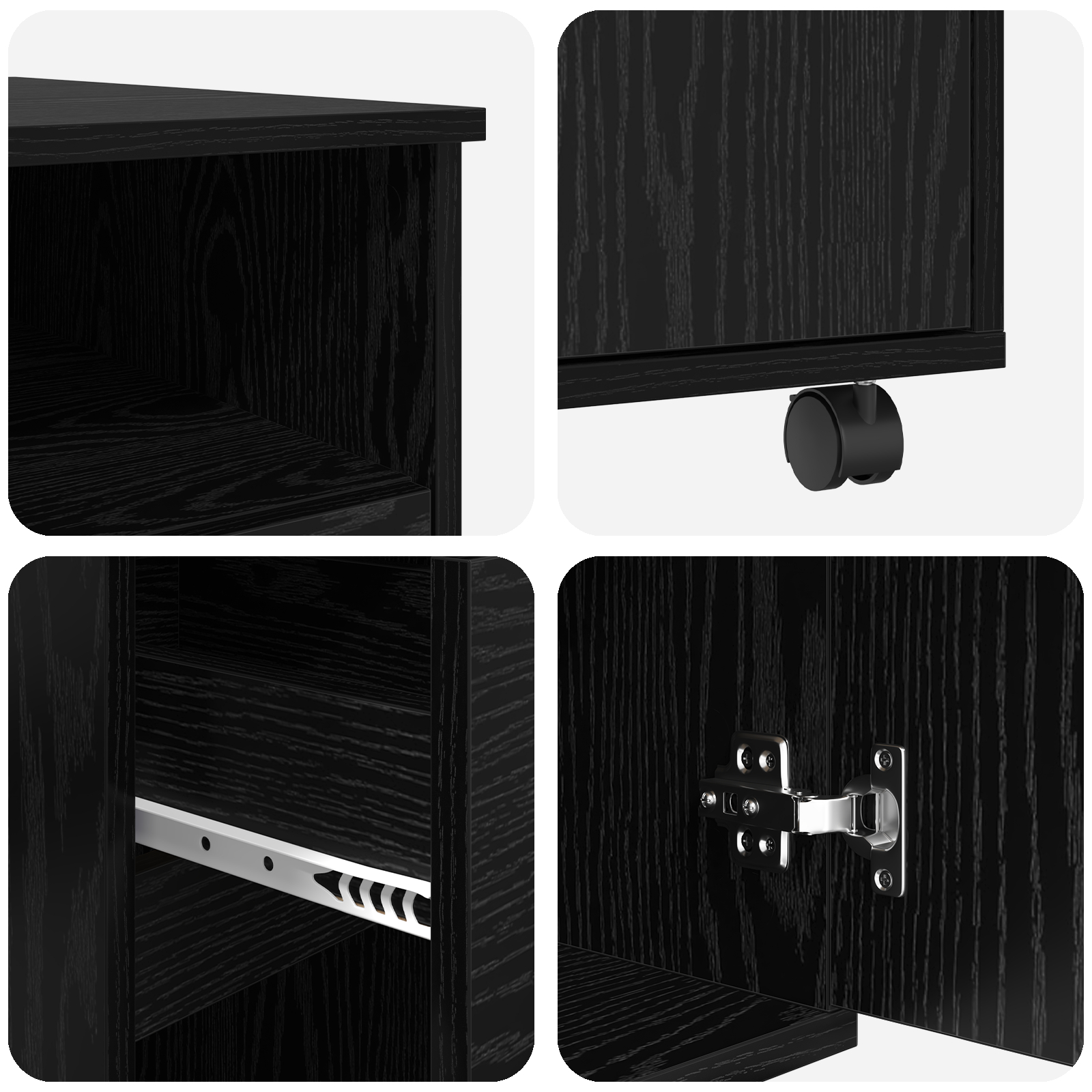 Birou Negru din Stejar Stejar Negru Lemn prelucrat, Metal Mediu [7]