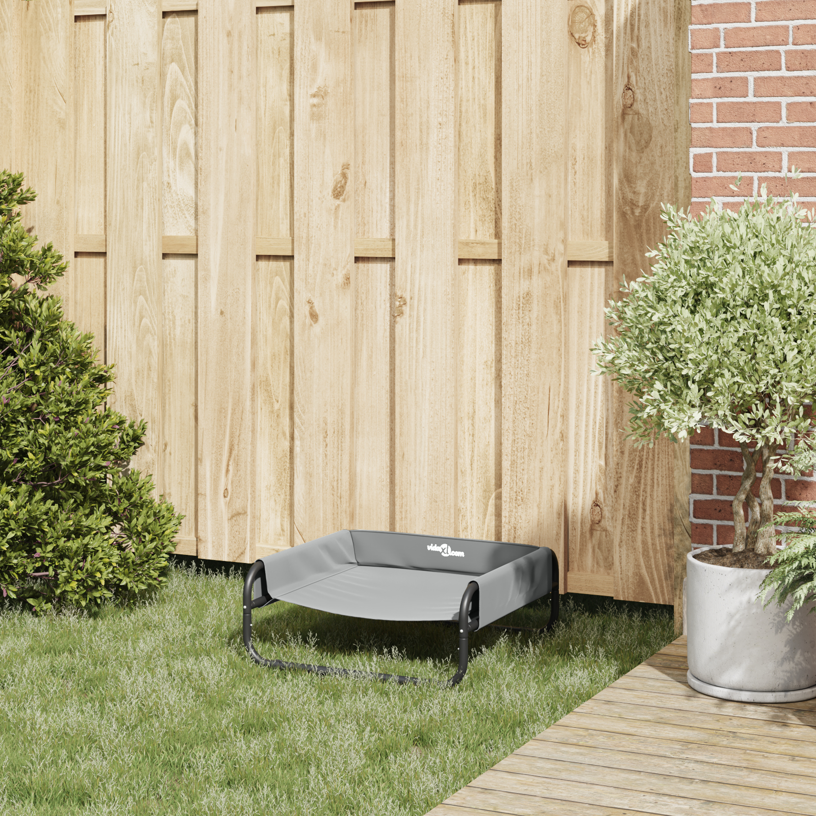 Pat ridicat câini Gri deschis S din țesătură Oxford și oțel [2]