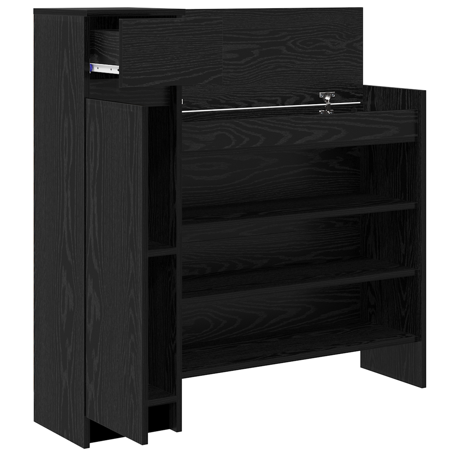 Cabinet pentru Pantofi Stejar Negru 100.5x28x100 cm Lemn prelucrat [4]