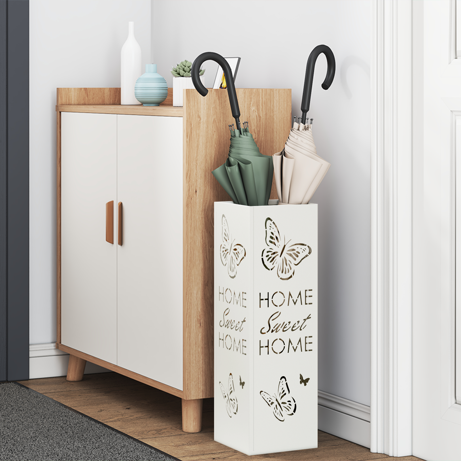 Suport de umbrele Alb Metal Mediu Inserții decorative [2]