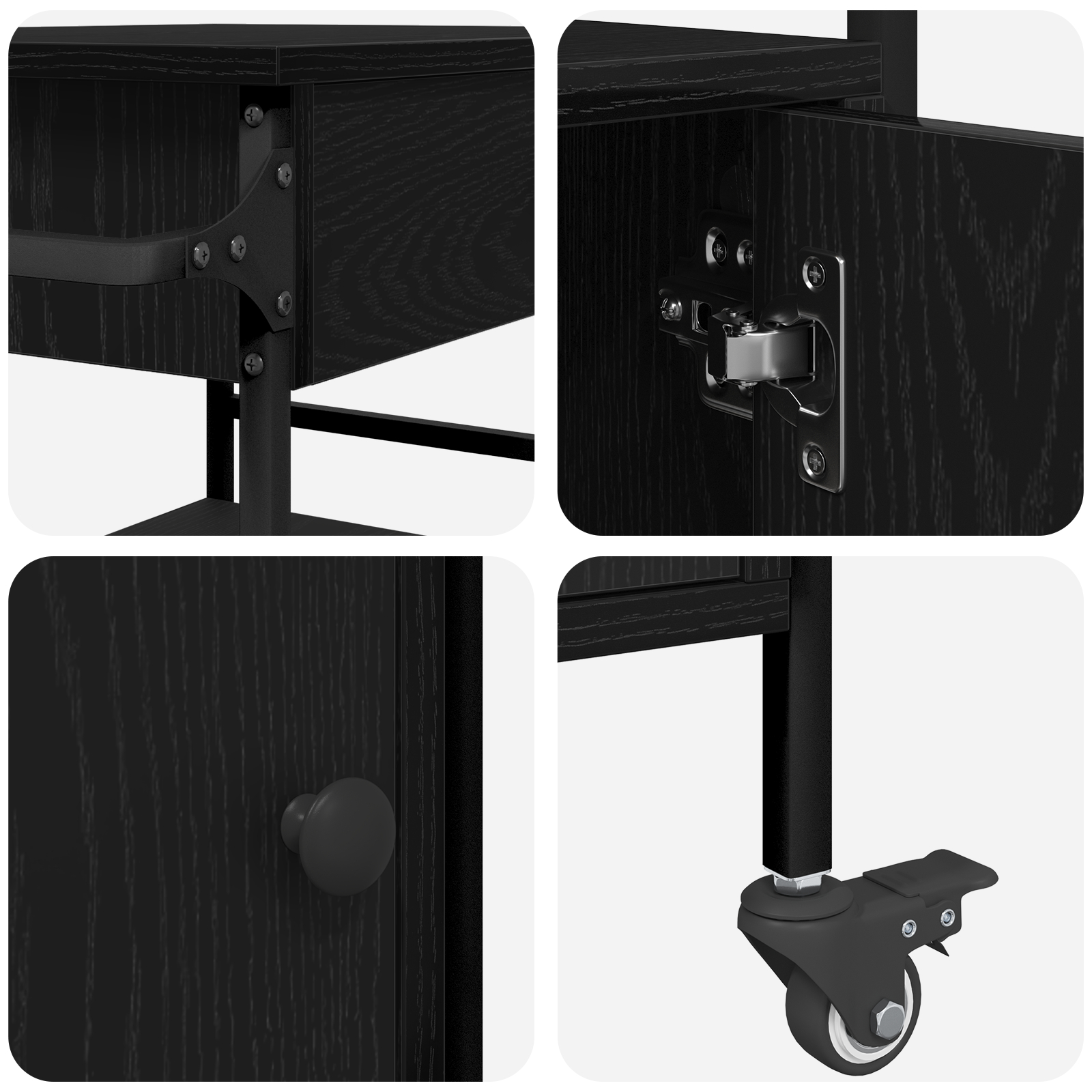 Troler de bucătărie Stejar Negru 56x43x89.5 cm Lemn ingineresc [9]