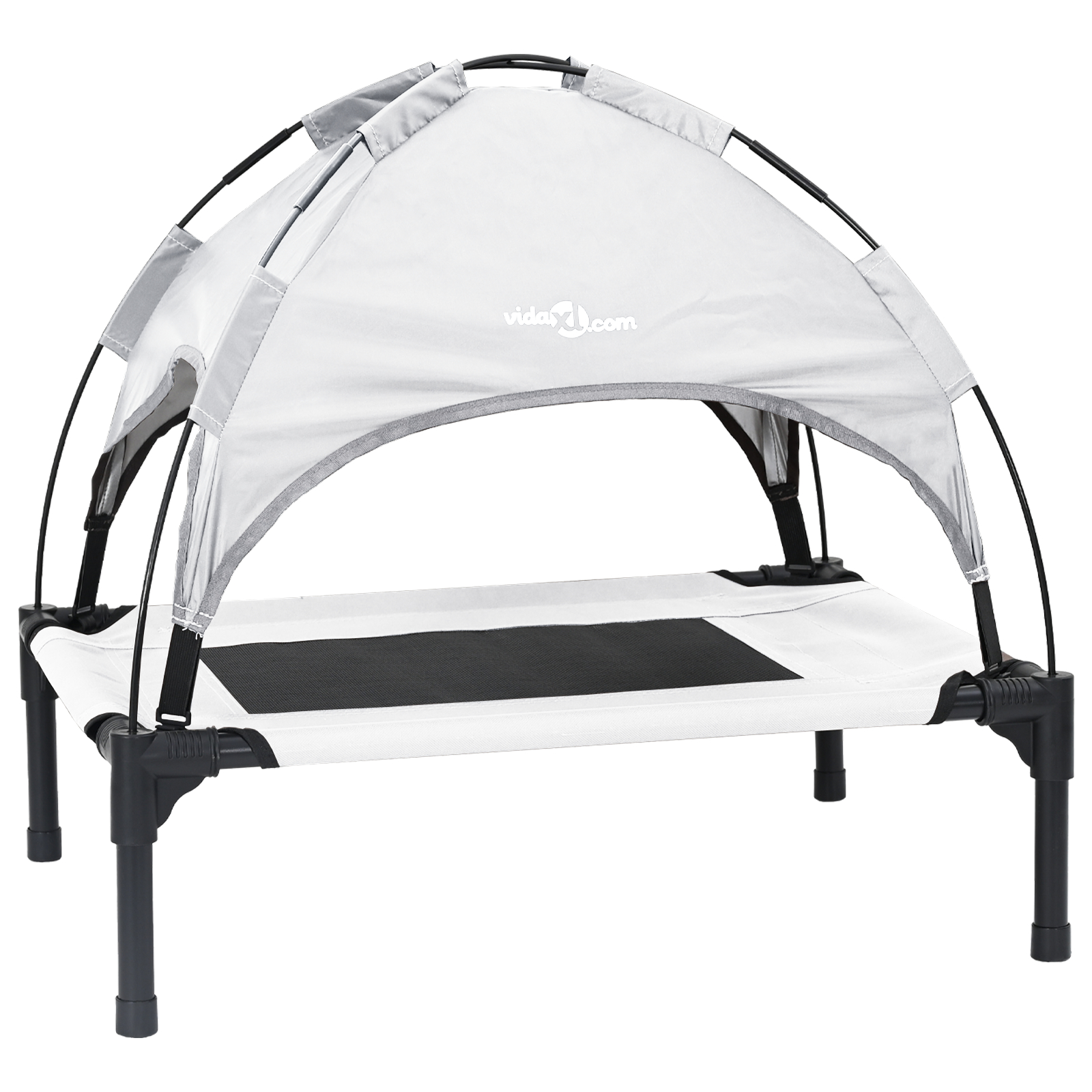 Pat ridicat pentru câini cu acoperiș detașabil Argintiu M Metal [1]