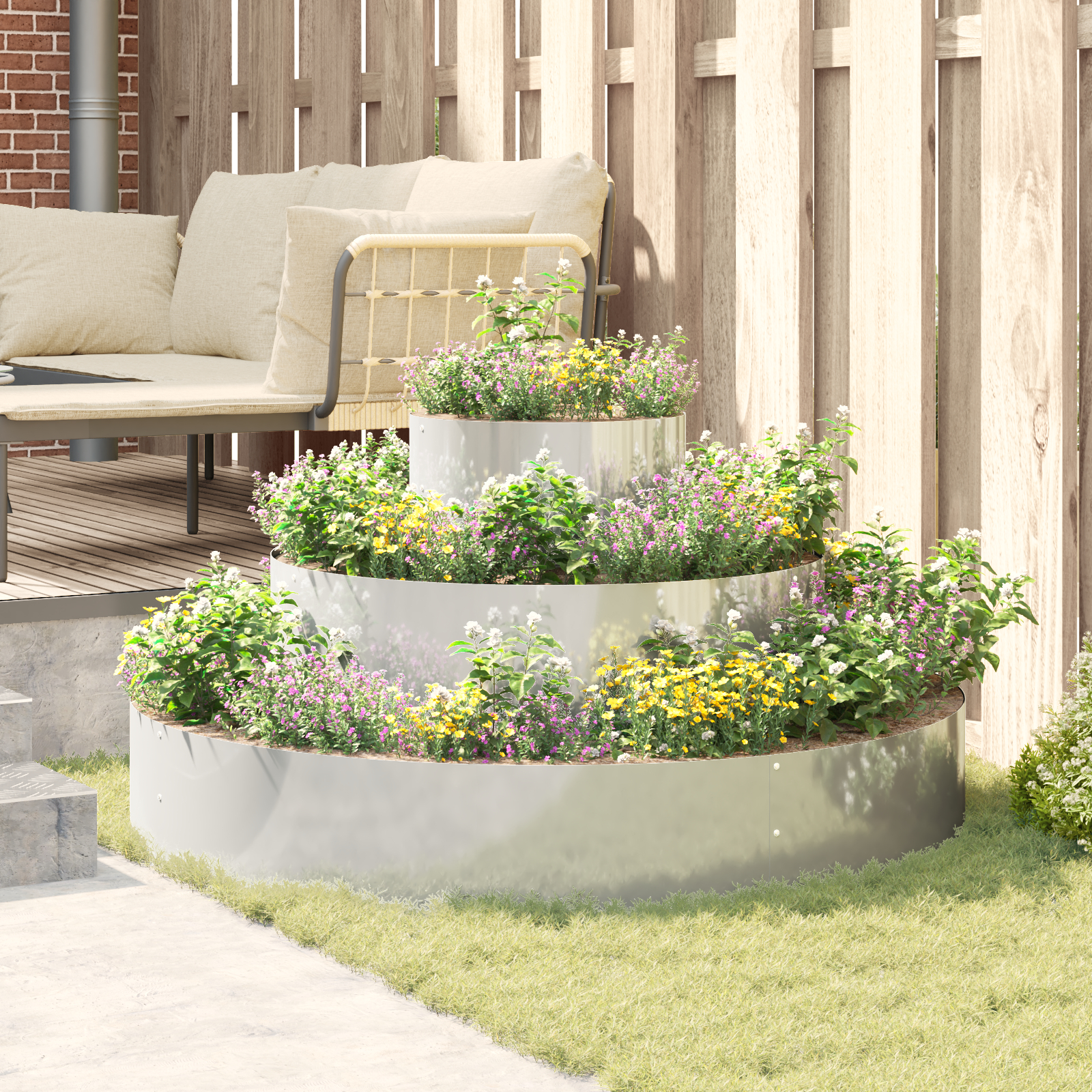 Ghiveci Metalic Oțel galvanizat Ø 120 cm Rezistent Ghiveci Mare [3]