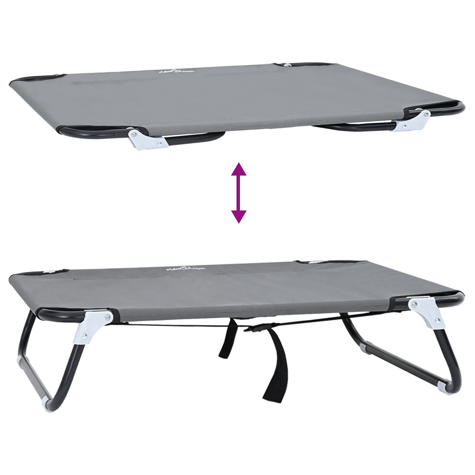 Pat pliabil pentru câini gri deschis din țesătură Oxford și oțel [7]