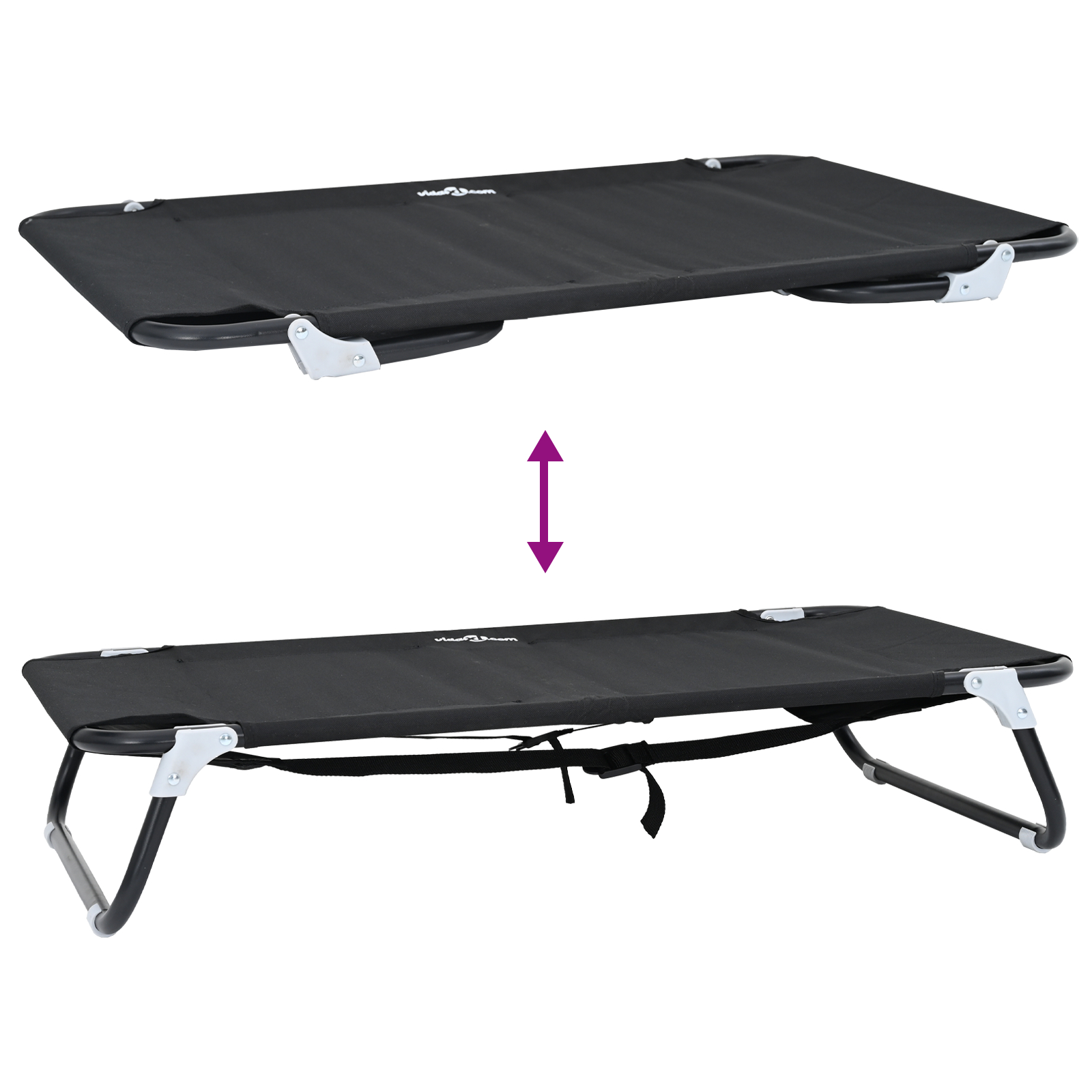 Pat pliabil pentru câini Negru ML Material textil Oxford și Oțel [7]