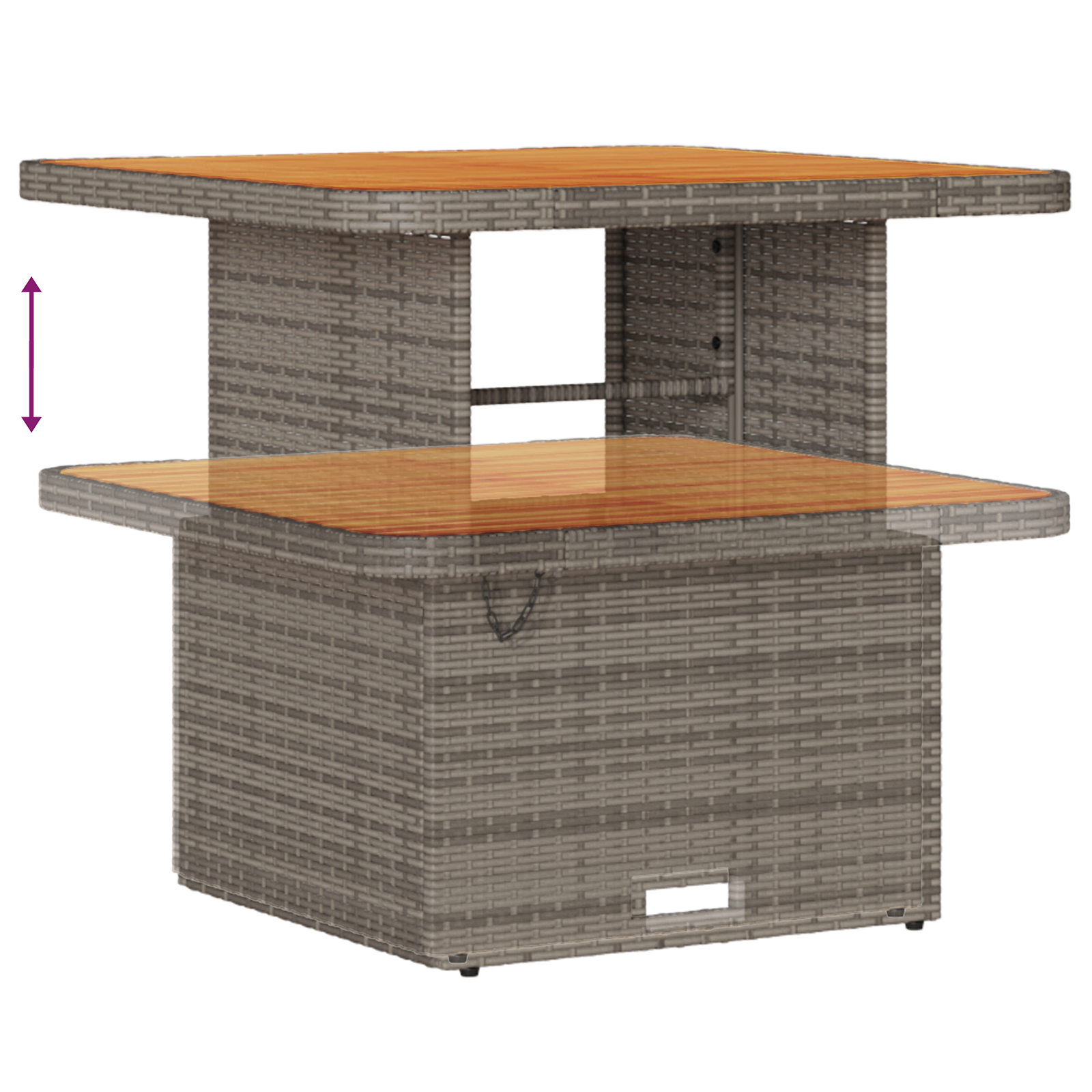 Set de Sofa de Grădină  11 Piese cu Perne Gri Ratan Polimeric Acacia, Set de Dining de Grădină  3 Piese cu Perne Gri Ratan Polimeric Acacia [8]