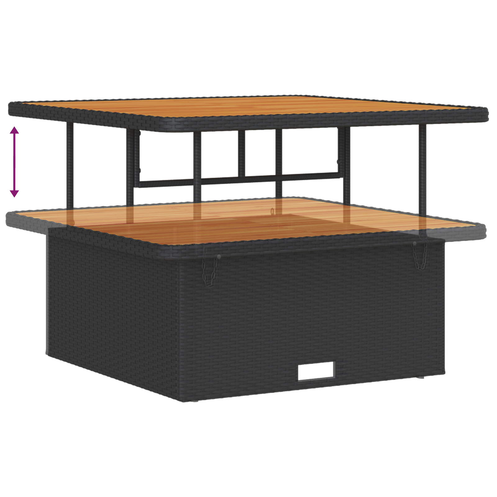 Set de sofa de grădină  12 piese cu perne Negru Poli Ratan Acacia, Set de dining de grădină  3 piese cu perne Negru Poli Ratan Acacia [7]