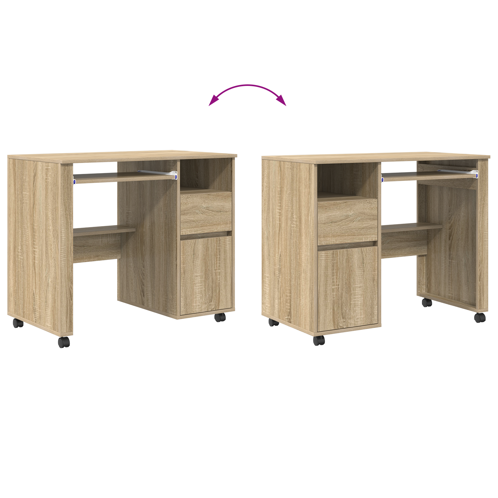 Birou din Stejar Sonoma Stejar Sonoma Lemn Prelucrat Mediu [8]