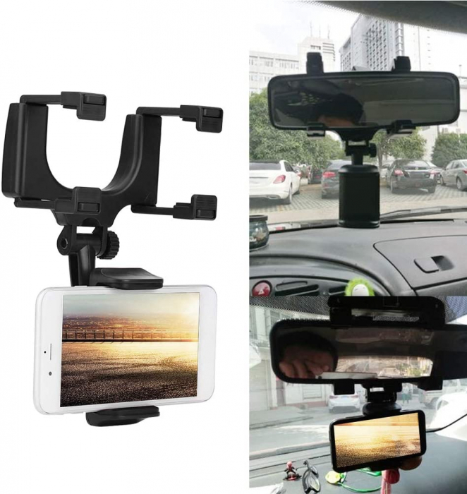 Suport telefon auto negru din plastic 360° Tbest [6]