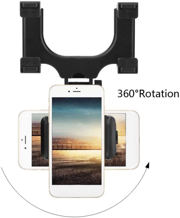 Suport telefon auto negru din plastic 360° Tbest [2]