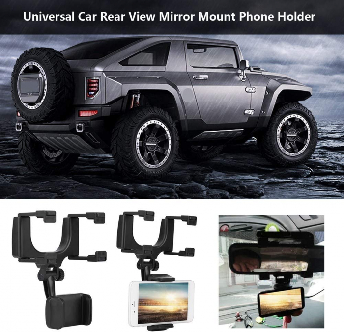 Suport telefon auto negru din plastic 360° Tbest [8]