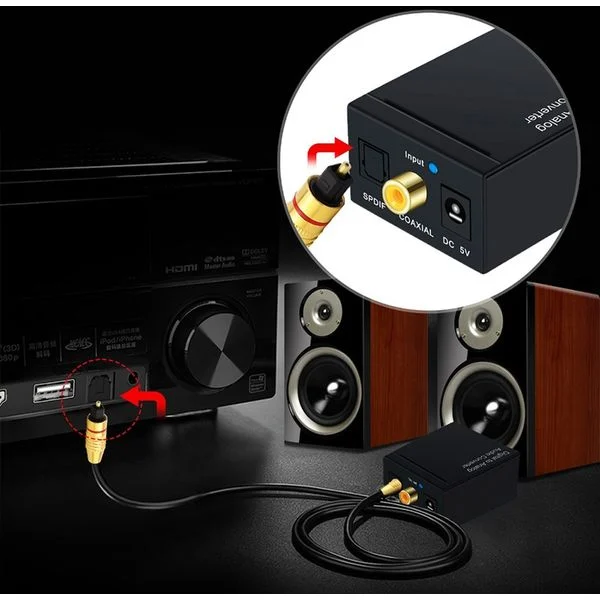 Convertor audio digital-analogic cu intrări TOSLINK optic + S/PDIF și Coaxial la RCA [4]