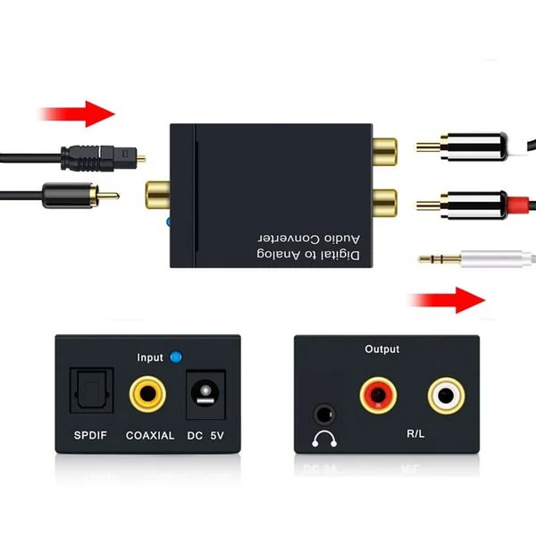 Convertor audio digital-analogic cu intrări TOSLINK optic + S/PDIF și Coaxial la RCA [3]