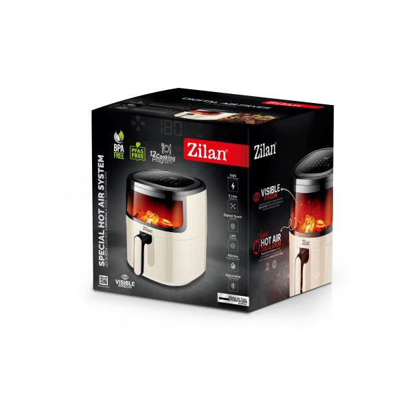 Friteuza  tip air fryer, 1500W, capacitate 5L, temperatura maxima 200 grade, Crem [2]