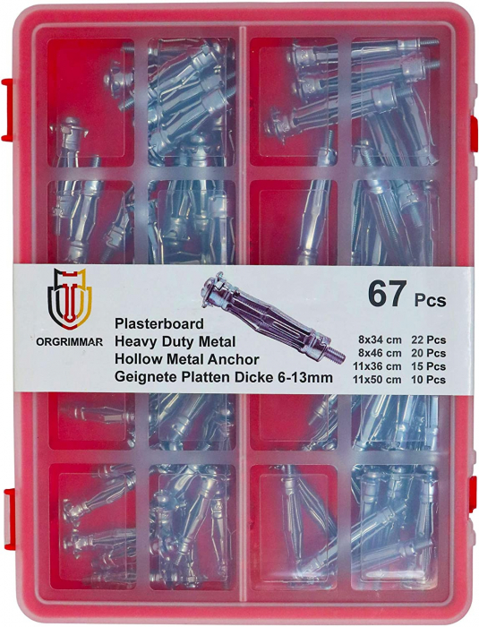 Set de 67 buc (8 x 36 cm, 8 x 46 cm, 11 x 36 cm, 11 x 50 mm) Ancore tubulare,știfturi metalice. [8]