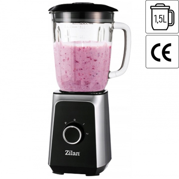 Blender, 1.5 l, 2 viteze + Functie impuls, Zdrobire gheata, Vas de sticla, Inox [8]
