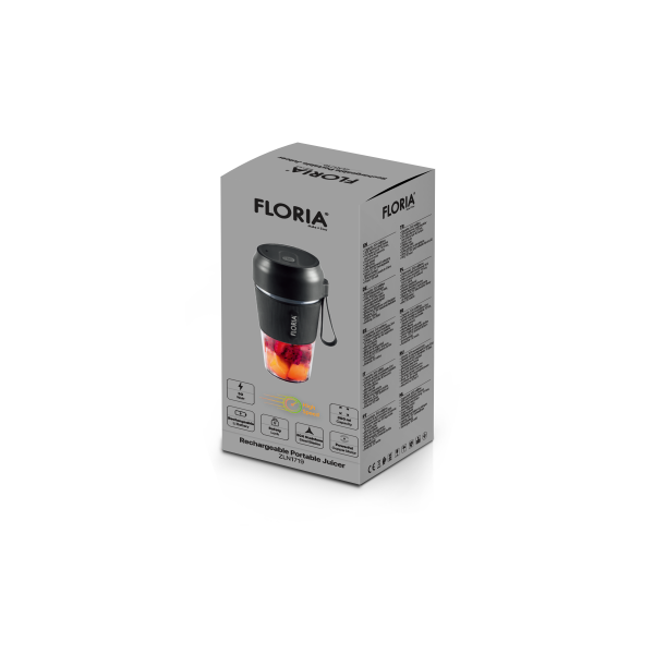 Blender portabil pentru suc reincarcabil, Capacitate 300 ml, Putere 50W, Lame din otel inoxidabil, Negru [2]