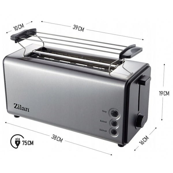 Prajitor paine dublu inox,1300W, 6 grade de rumenire si functii multiple [9]