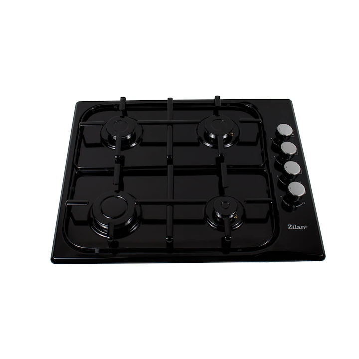 Plita incorporabil,Negru Gaz gpl sau natural, Aprindere electrica, 4 arzatoare, 60x50 cm, Email [2]