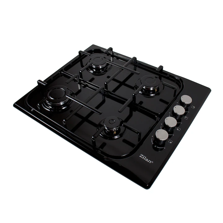 Plita incorporabil,Negru Gaz gpl sau natural, Aprindere electrica, 4 arzatoare, 60x50 cm, Email [3]