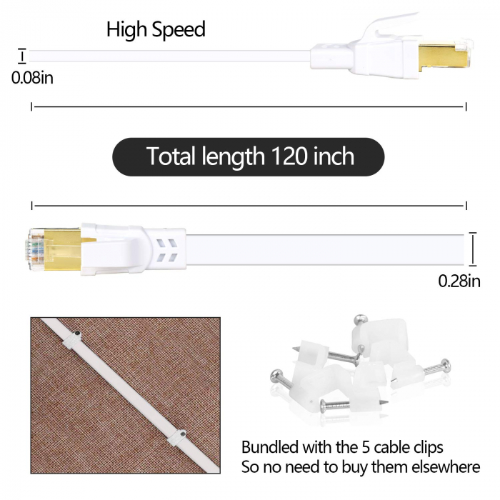 Cablu ethernet Cat 8, 3 metri, cablu plat de internet [3]