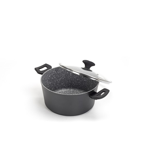 Oala cu capac sticla , Diametru 24 cm, Inaltime 12 cm, Material aluminiu, Interior granit, Compatibil inductie [5]