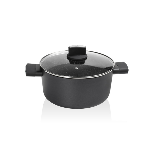 Cratita Negru cu invelis din marmura, 5 straturi, 24 cm si manere fine la atingere, 4.6 L [7]