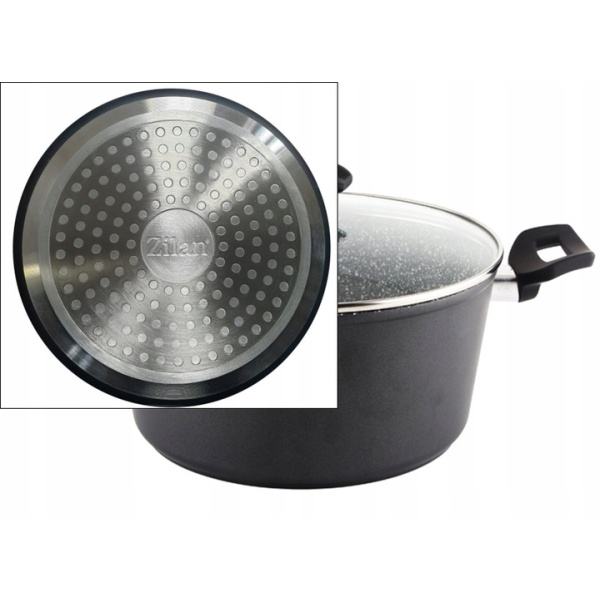 Oala cu capac sticla , Diametru 24 cm, Inaltime 12 cm, Material aluminiu, Interior granit, Compatibil inductie [6]
