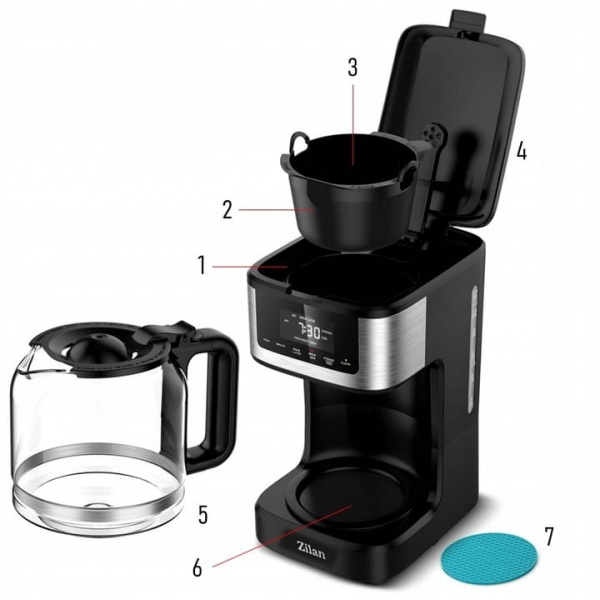 Cafetiera digitala, functie de preparare la o ora uterioara, auto curatare [15]