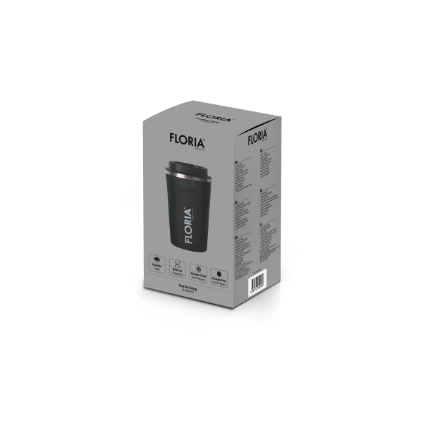 Cana de cafea tip termos, capacitate 380ml, interior din inox, pereti dublii, gri [2]