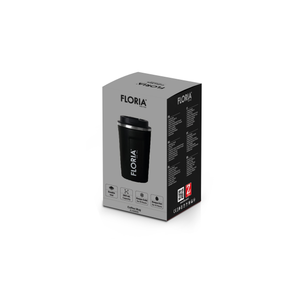 Cana de cafea tip termos, capacitate 380ml, interior din inox, pereti dublii, negru [2]
