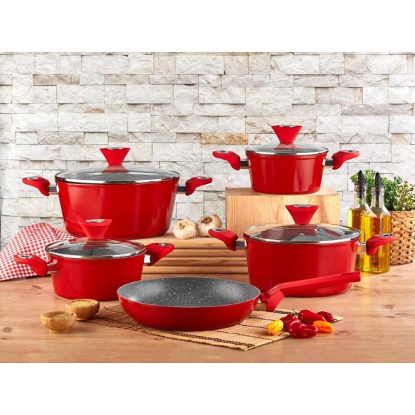 Set oale 9 piese, Material aluminiu, Interior granit, Compatibil inductie [4]