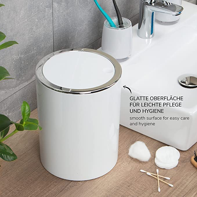 Coș de cosmetice pentru baie cu capac batant, plastic, 5,5 litri [6]