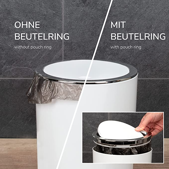 Coș de cosmetice pentru baie cu capac batant, plastic, 5,5 litri [5]